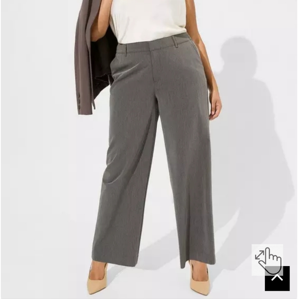 Wide Leg City Twill High Rise Pants